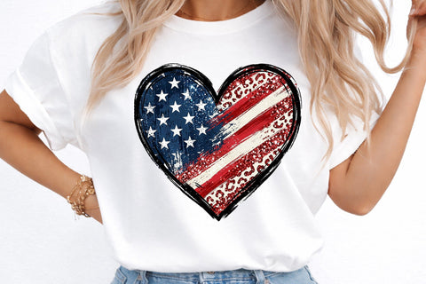 4th of July Heart PNG, USA Flag Heart Sublimation designmaster24 