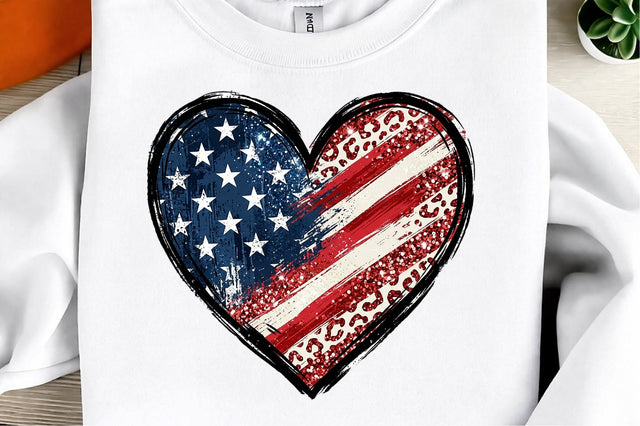 4th of July Heart PNG, USA Flag Heart Sublimation designmaster24 