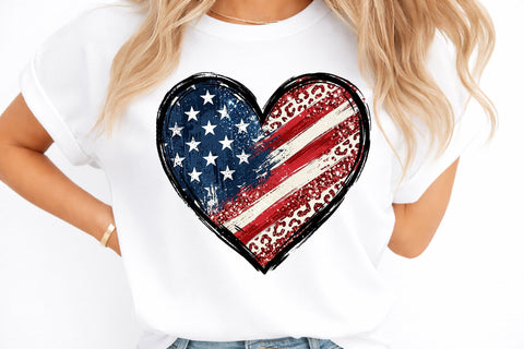 4th of July Heart PNG, USA Flag Heart Sublimation designmaster24 