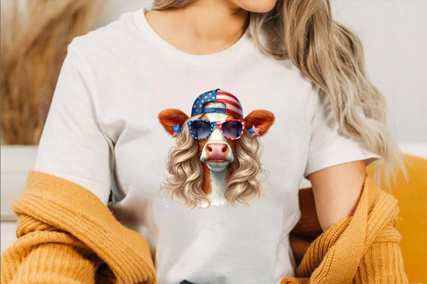 4th of July Heifer Png, 10 Patriotic Cow Sublimation SVGArt 