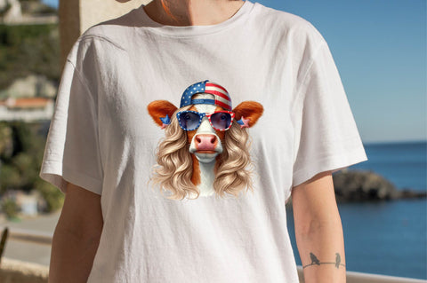 4th of July Heifer Png, 10 Patriotic Cow Sublimation SVGArt 
