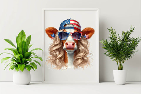 4th of July Heifer Png, 10 Patriotic Cow Sublimation SVGArt 