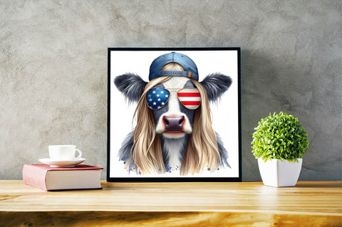4th of July Heifer Png, Patriotic Cow Sublimation Clipart Sublimation SVGArt 