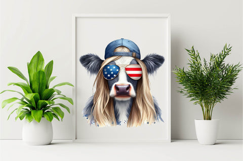 4th of July Heifer Png, Patriotic Cow Sublimation Clipart Sublimation SVGArt 