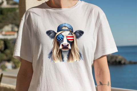 4th of July Heifer Png, Patriotic Cow Sublimation Clipart Sublimation SVGArt 