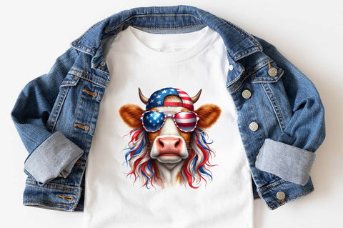 4th of July Heifer PNG, Patriotic Cow Sublimation Clipart Sublimation SVGArt 