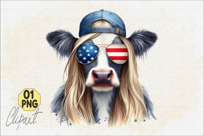 4th of July Heifer Png, Patriotic Cow Sublimation Clipart Sublimation SVGArt 