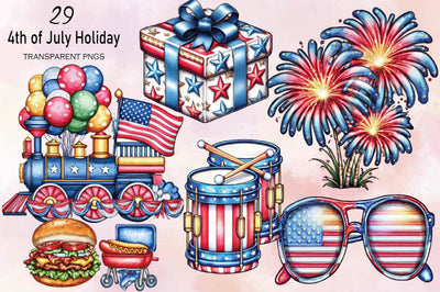 4th of July Holiday Clipart Bundle. Sublimation SVGArt 