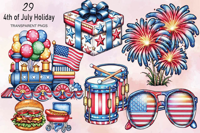 4th of July Holiday Clipart Bundle. Sublimation SVGArt 