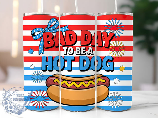4th of July Hot Dog 20oz Tumbler Wrap, Funny Hot Dog Design, America Patriotic Wrap, Sublimation Wrap, 20oz Tumbler Design, PNG Tumbler Wrap, Independence Day Humor Sublimation ToriDesigns 