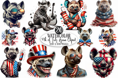 4th of July Hyena Sublimation Clipart Sublimation SVGista 