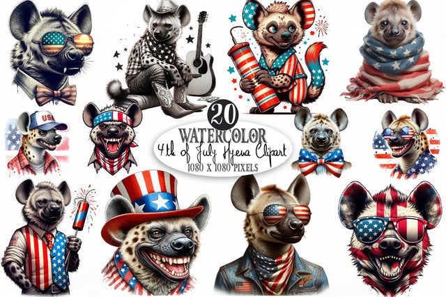 4th of July Hyena Sublimation Clipart Sublimation SVGista 