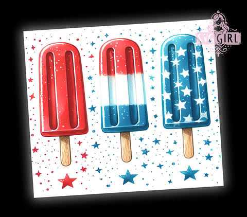 4th of July Ice Cream 20oz Tumbler Wrap Sublimation Design, Straight Tapered Tumbler Wrap, USA Patriotic Tumbler Png, Instant Digital Download Sublimation SvggirlplusArt 