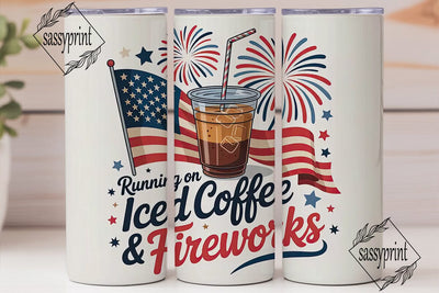 4th of July Iced Coffee 20oz Tumbler Sublimation sassyprint 