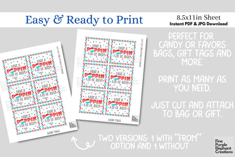 4th of July Independence Pop It Fidget Toy Digital Paper Cards Digital Pattern Fine Purple Elephant Creations 