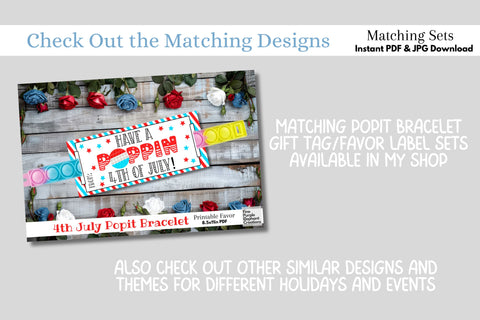 4th of July Independence Pop It Fidget Toy Digital Paper Cards Digital Pattern Fine Purple Elephant Creations 