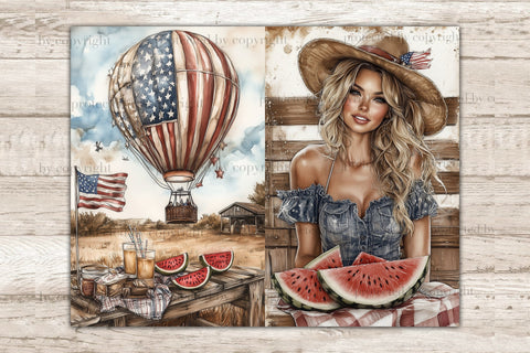 4th of July Junk Journal Pages | Vintage Patriotic Collage SVG GlamArtZhanna 