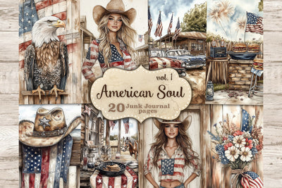 4th of July Junk Journal Pages | Vintage Patriotic Collage SVG GlamArtZhanna 