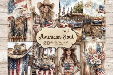 4th of July Junk Journal Pages | Vintage Patriotic Collage SVG GlamArtZhanna 