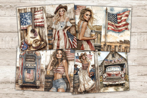 4th of July Junk Journal Pages | Vintage Patriotic Collage SVG GlamArtZhanna 