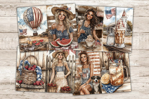 4th of July Junk Journal Pages | Vintage Patriotic Collage SVG GlamArtZhanna 