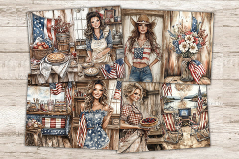 4th of July Junk Journal Pages | Vintage Patriotic Collage SVG GlamArtZhanna 