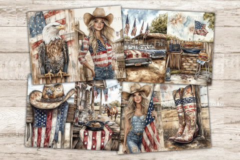 4th of July Junk Journal Pages | Vintage Patriotic Collage SVG GlamArtZhanna 