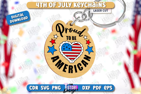 4th of July Keychain Laser Cut Bundle | Fourth of July Keyring | Independence Day | CNC Files SVG The T Store Design 