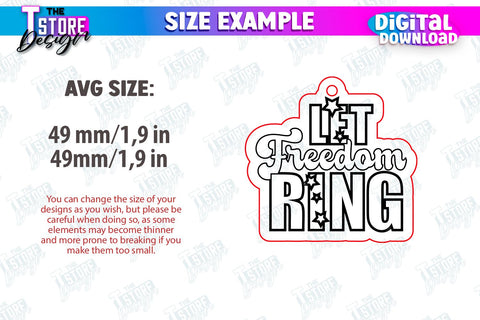 4th of July Keychain Laser Cut Bundle | Fourth of July Keyring | Independence Day | CNC Files SVG The T Store Design 