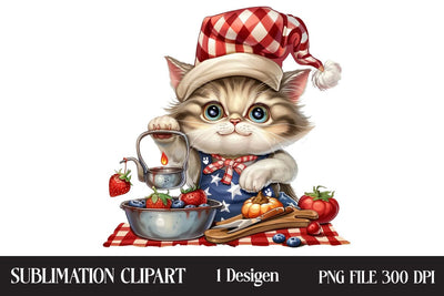 4th of July kitchen Cat png ,Illustrator Clipart,Quotes and Sayings,Food & Drink,On Sale, Print & Cut Sublimation Newmockups 