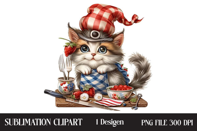4th of July kitchen Cat png ,Illustrator Clipart,Quotes and Sayings,Food & Drink,On Sale, Print & Cut Sublimation Newmockups 