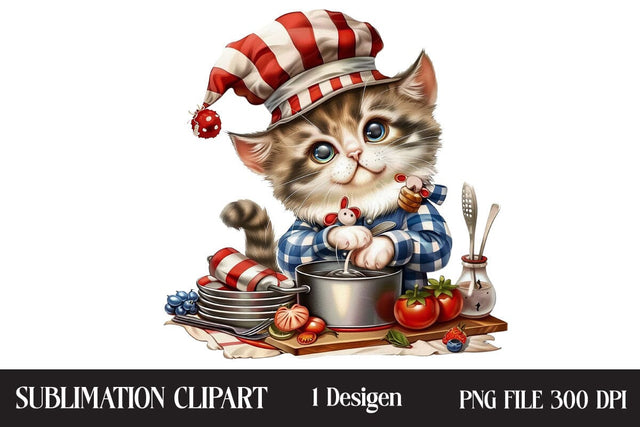 4th of July kitchen Cat png ,Illustrator Clipart,Quotes and Sayings,Food & Drink,On Sale, Print & Cut Sublimation Newmockups 