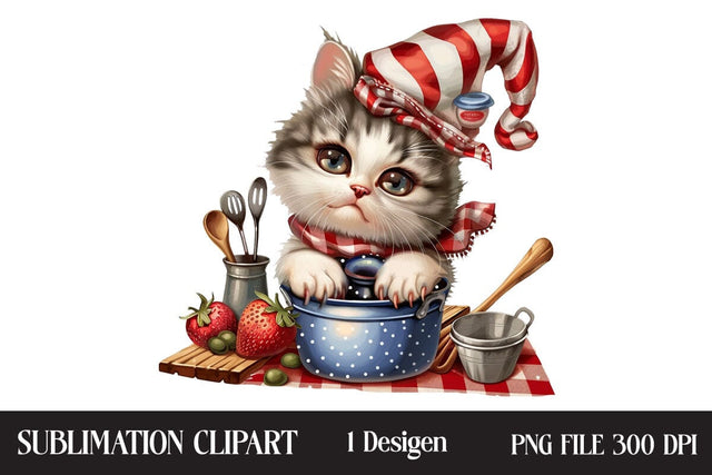 4th of July kitchen Cat png ,Illustrator Clipart,Quotes and Sayings,Food & Drink,On Sale, Print & Cut Sublimation Newmockups 