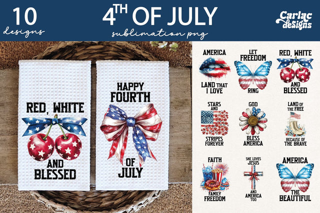 4th Of July Kitchen Towel Sublimation Sublimation Carla C Designs 