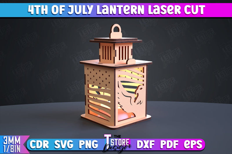 4th of July Lantern | Patriotic Design | 3D Lantern | Independence Day | CNC File SVG The T Store Design 