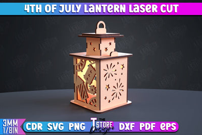 4th of July Lantern | Patriotic Design | 3D Lantern | Independence Day | CNC File SVG The T Store Design 