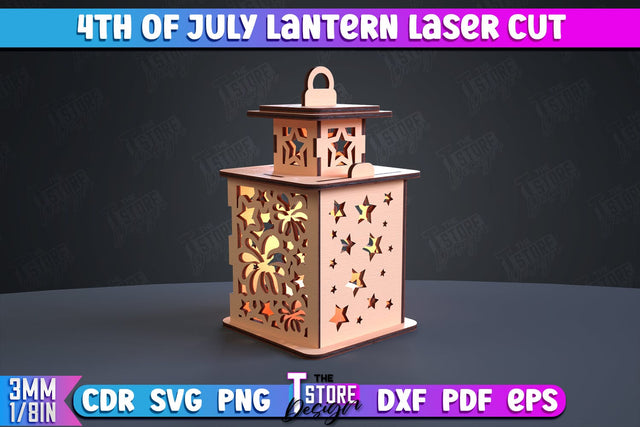 4th of July Lantern | Patriotic Design | 3D Lantern | Independence Day | CNC File SVG The T Store Design 
