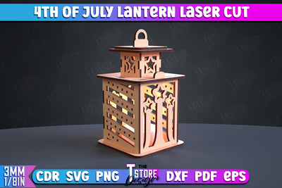 4th of July Lantern | Patriotic Design | 3D Lantern | Independence Day | CNC File SVG The T Store Design 