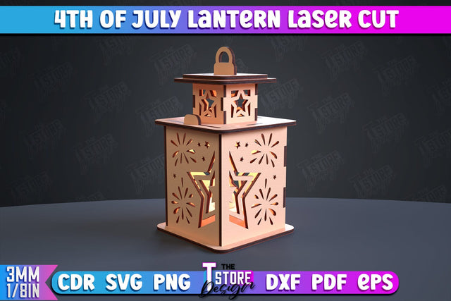 4th of July Lantern | Patriotic Design | 3D Lantern | Independence Day | CNC File SVG The T Store Design 