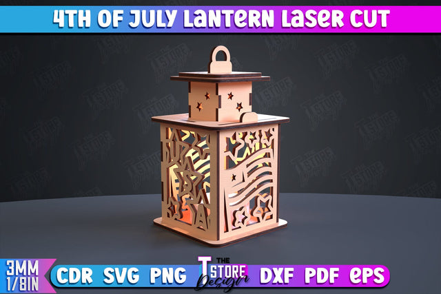 4th of July Lantern | Patriotic Design | 3D Lantern | Independence Day | CNC File SVG The T Store Design 