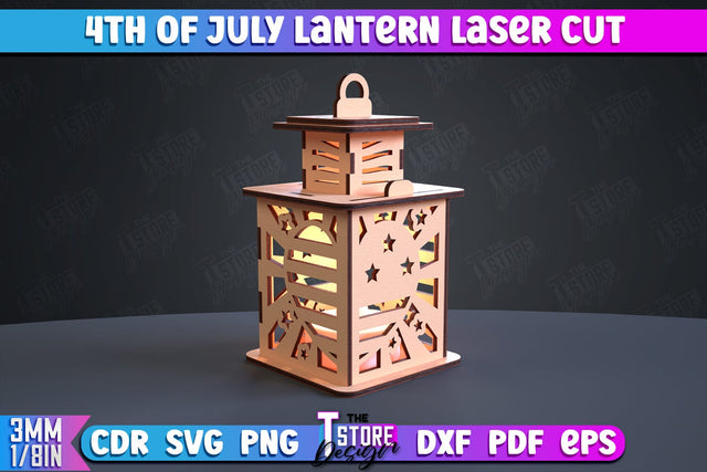 4th of July Lantern | Patriotic Design | 3D Lantern | Independence Day | CNC File SVG The T Store Design 