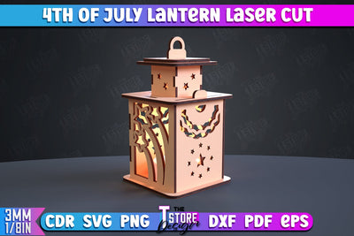 4th of July Lantern | Patriotic Design | 3D Lantern | Independence Day | CNC File SVG The T Store Design 