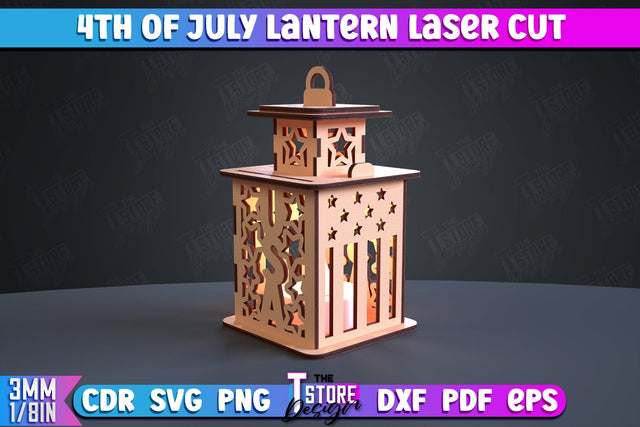 4th of July Lantern | Patriotic Design | 3D Lantern | Independence Day | CNC File SVG The T Store Design 