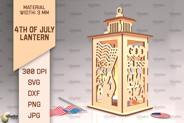 4th Of July Lantern SVG. Candle Holder Laser Cut SVG Evgenyia Guschina 