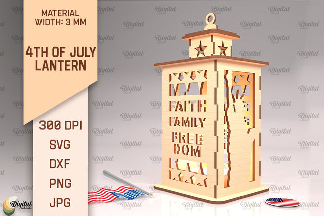 4th Of July Lantern SVG. Candle Holder Laser Cut SVG Evgenyia Guschina 