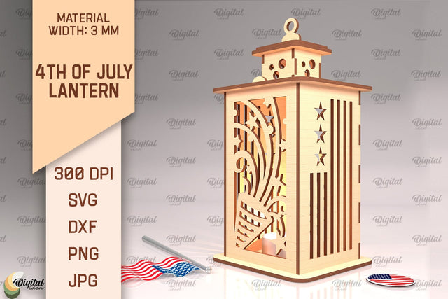 4th Of July Lantern SVG. Candle Holder Laser Cut SVG Evgenyia Guschina 
