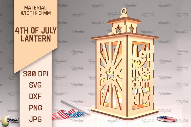 4th Of July Lantern SVG. Candle Holder Laser Cut SVG Evgenyia Guschina 