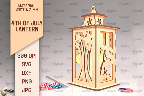 4th Of July Lantern SVG. Candle Holder Laser Cut SVG Evgenyia Guschina 
