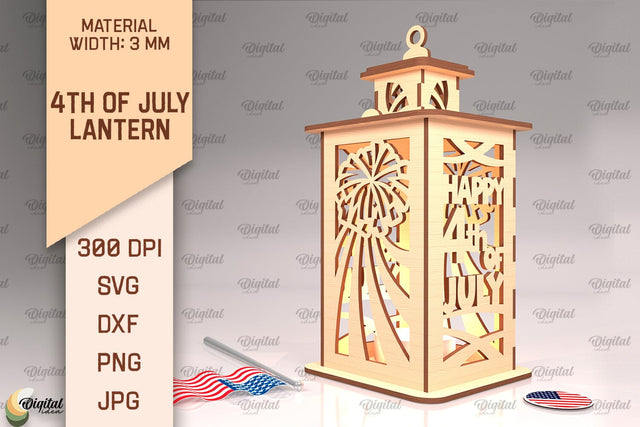 4th Of July Lantern SVG. Candle Holder Laser Cut SVG Evgenyia Guschina 