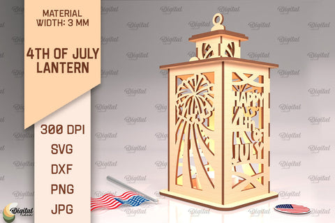 4th Of July Lantern SVG. Candle Holder Laser Cut SVG Evgenyia Guschina 